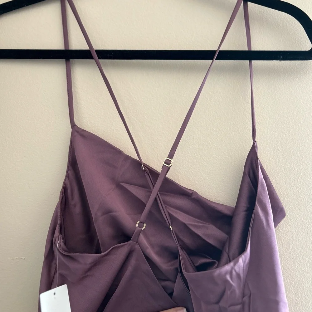 Show Me Your MuMu verona cowl midi dress plum luxe satin women’s Large - Picture 3 of 5